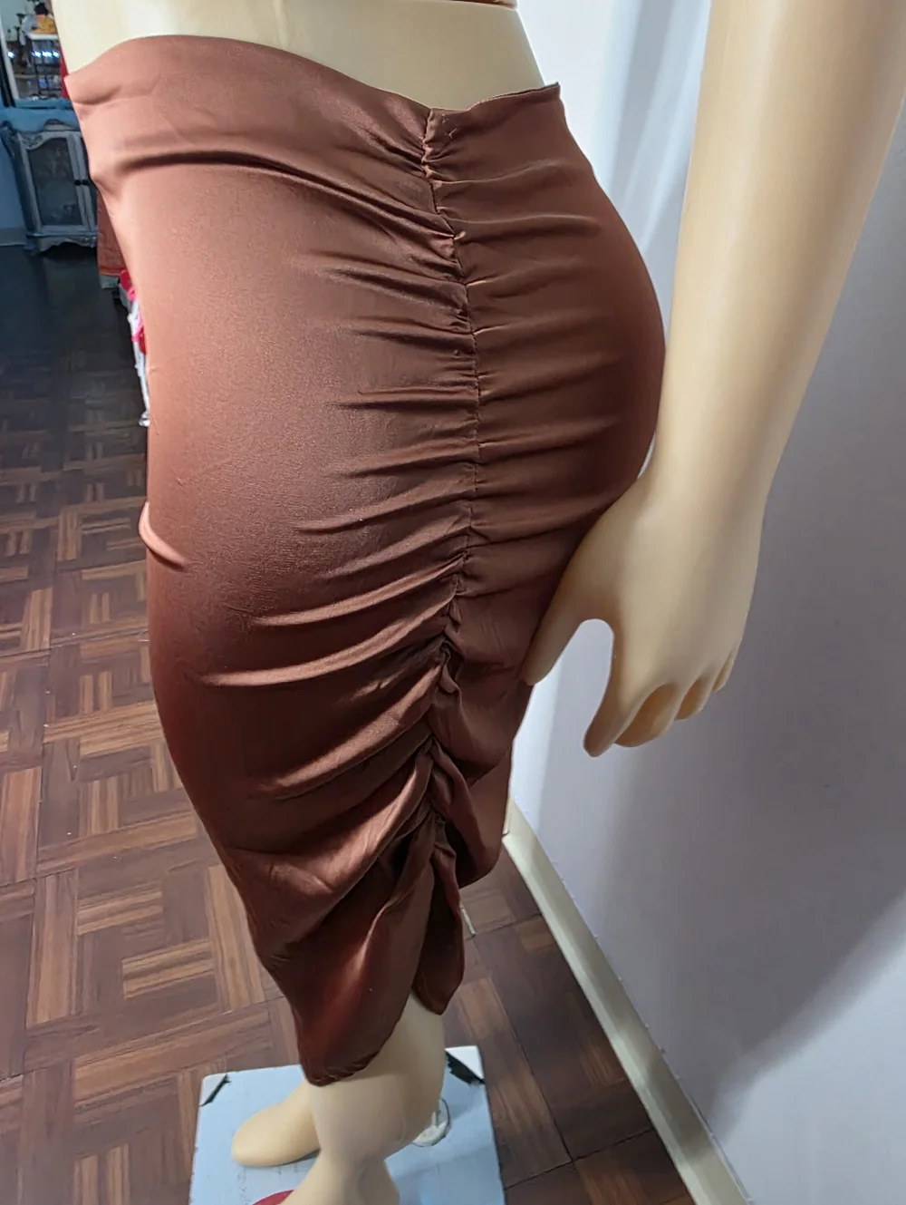 Cider Rust Brown Asymmetric Midi Skirt Size US/L